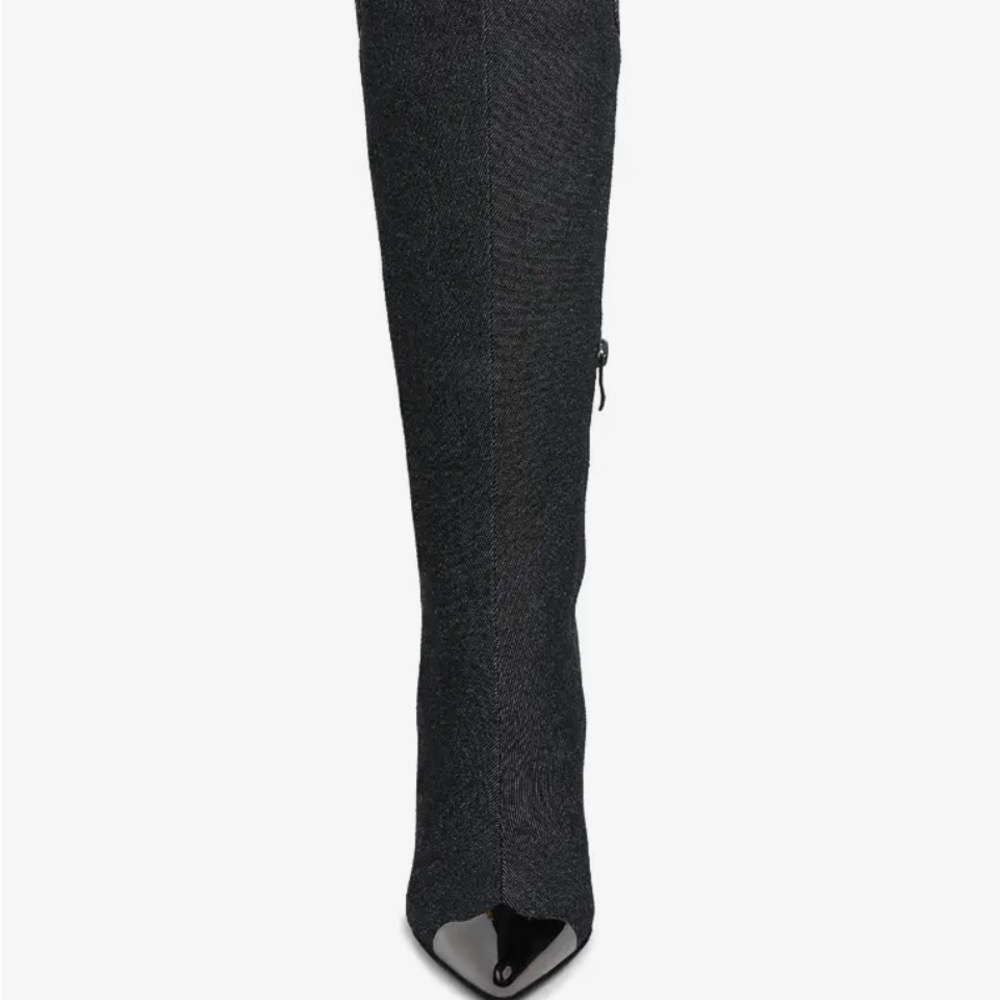 Elegant Black Knee-High Women's denim Boots - Picture 3 of 4